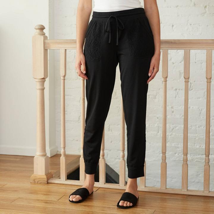 Women's Lace Detail Jogger Pants - Knox Rose Black