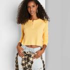 Women's Long Sleeve Thermal Henley T-shirt - Wild Fable Yellow