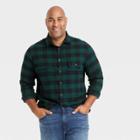 Men's Tall Plaid Standard Fit Long Sleeve Button-down Shirt - Goodfellow & Co Green/plaid