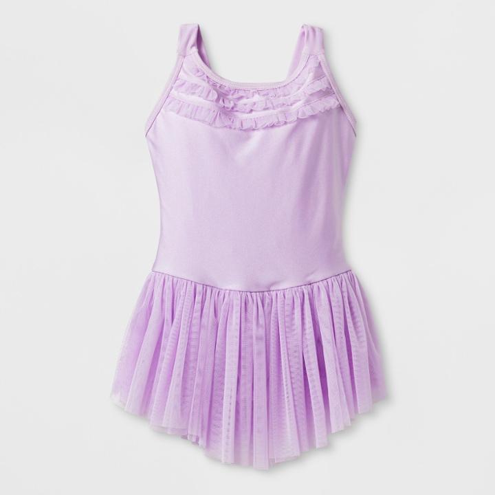 Danshuz Toddler Girls' Camisole Style Activewear Dress With Scarf Style Straps And Bow - Lavender 8-10, Size: M(8-10), Purple