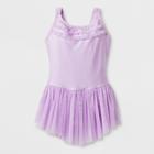 Danshuz Toddler Girls' Camisole Style Activewear Dress With Scarf Style Straps And Bow - Lavender 8-10, Size: M(8-10), Purple
