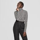 Women's Leopard Print Long Sleeve Turtle Neck - Who What Wear Gray