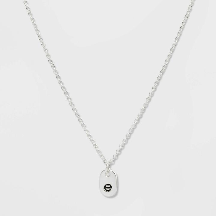 Initial E Tag Necklace - A New Day Silver, Women's