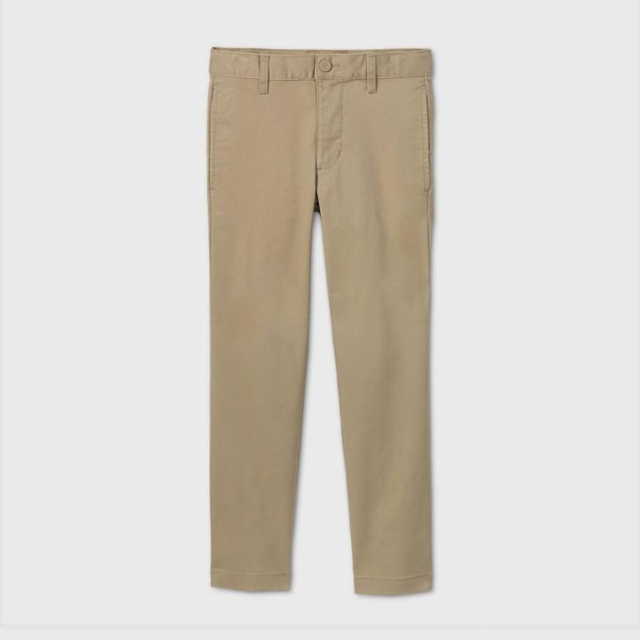 Boys' Flat Front Stretch Uniform Straight Fit Pants - Cat & Jack Khaki