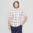 Men's Tall Checkered Standard Fit Short Sleeve Poplin Button-down Shirt - Goodfellow & Co White