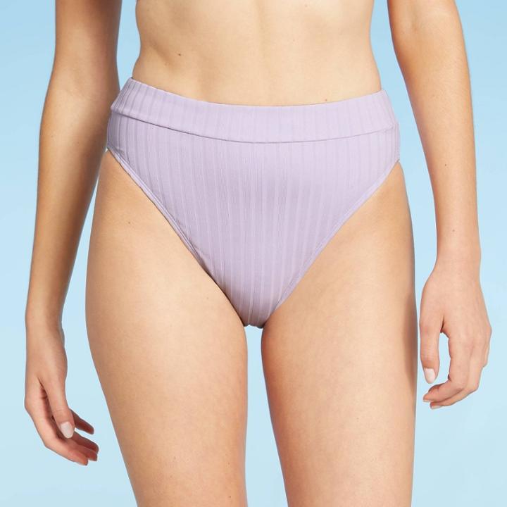 Juniors' Ribbed High Leg High Waist Bikini Bottom - Xhilaration Lilac Purple