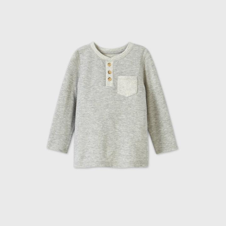 Toddler Boys' Long Sleeve Double Knit T-shirt - Cat & Jack Gray