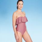 Women's Scalloped Flounce Medium Coverage One Piece Swimsuit - Kona Sol Mulberry S, Women's, Size: