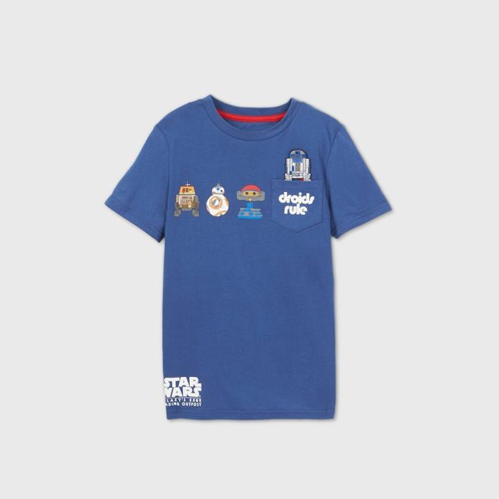 Boys' Star Wars Galaxy's Edge 'droids Rule' Short Sleeve T-shirt - Blue