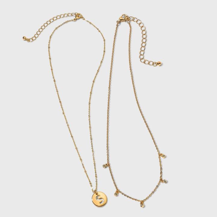 Girls' Initial S Necklace - Art Class Gold