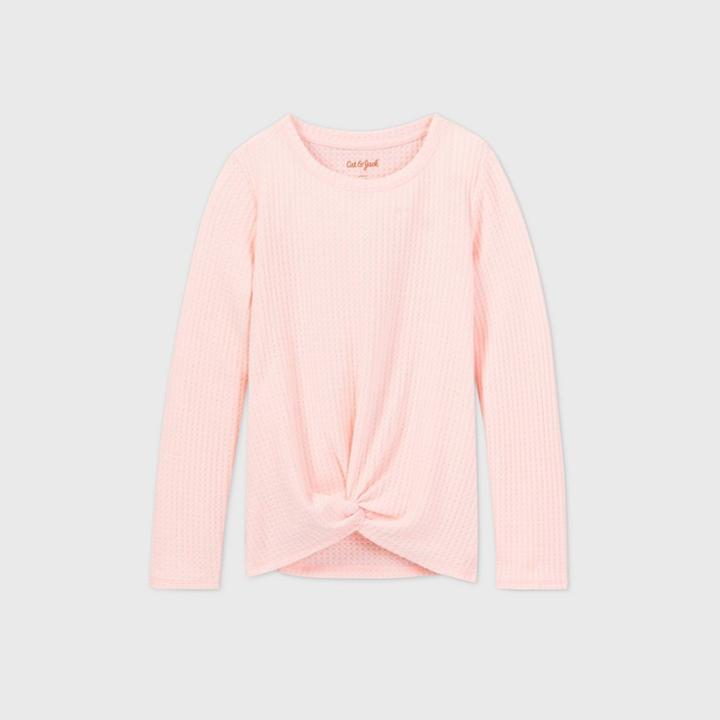 Girls' Long Sleeve Waffle Cozy Pullover T-shirt - Cat & Jack Pink