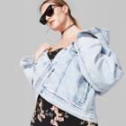 Women's Plus Size Acid Wash Denim Trucker Jacket - Wild Fable Light Wash