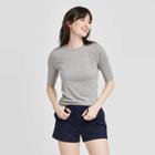 Women's Regular Fit Elbow Sleeve Crewneck T-shirt - A New Day Heather Gray Xs, Women's, Grey Gray