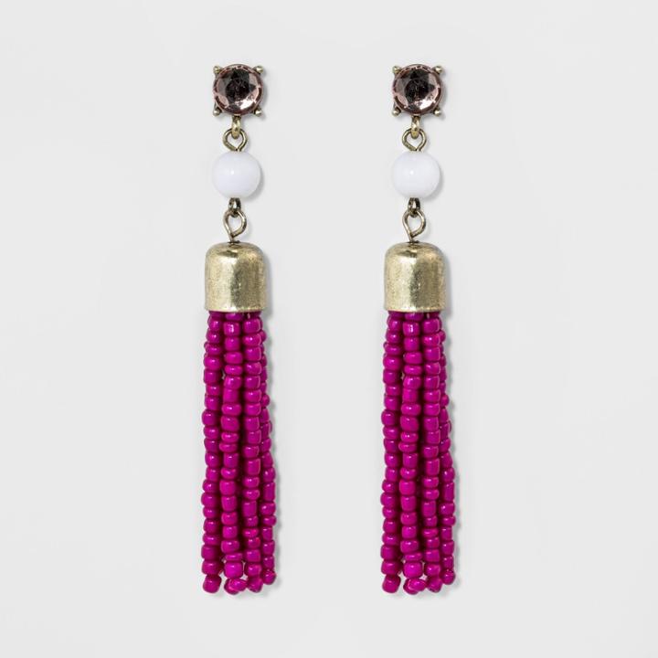 Sugarfix By Baublebar Beaded Tassel Drop Earrings - Fuchsia, Women's