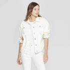 Women's Long Sleeve Ecru Trucker Jeans Jacket - Universal Thread White