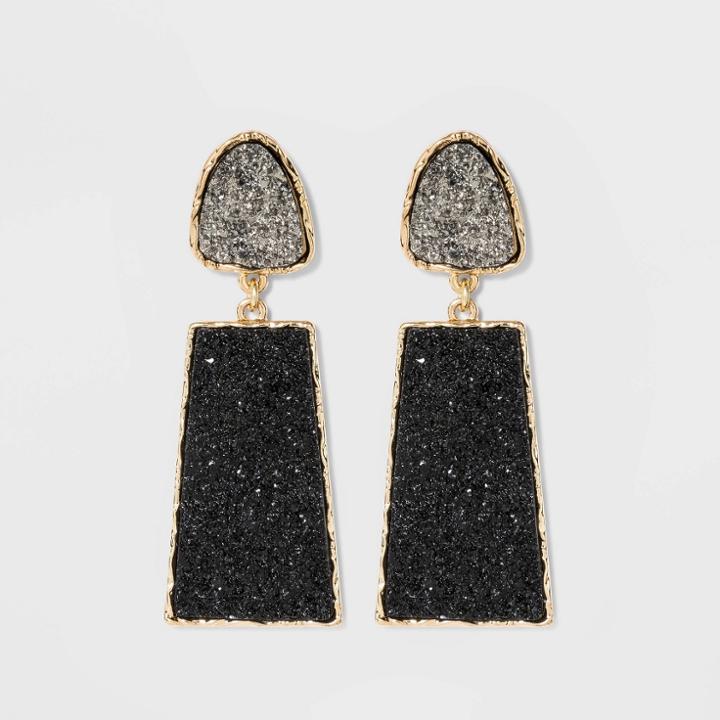 Sugarfix By Baublebar Two-tone Druzy Drop Earrings - Black, Women's