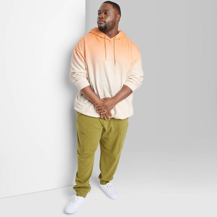 Adult Extended Size Dip-dye Fleece Hoodie - Original Use Orange
