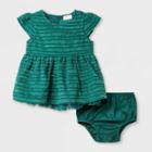 Baby Girls' Terry/lurex Stripe Dress - Cat & Jack Green Newborn, Girl's