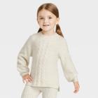 Toddler Girls' Textured Mock Neck Pullover Sweater - Cat & Jack Cream