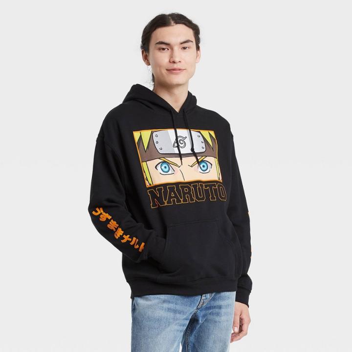 Men's Naruto Hooded Graphic Sweatshirt - Black