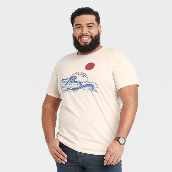 Men's Tall Standard Fit Short Sleeve Crewneck Graphic T-shirt - Goodfellow & Co Beige/landscape