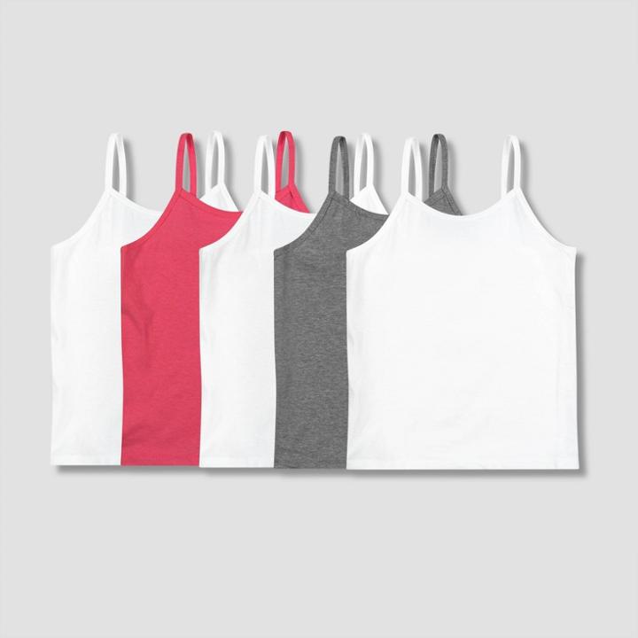 Girls' Hanes 5pk Camisole - White/gray/pink