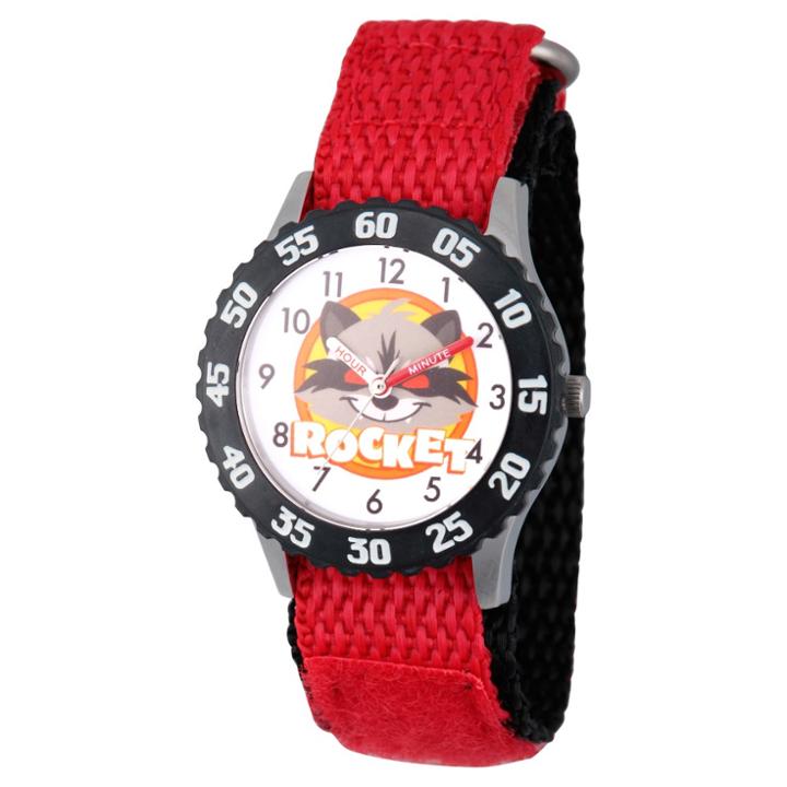 Boys' Marvel Guardians Of The Galaxy Evergreen Rocket Raccoon Stainless Steel Time Teacher Watch - Red