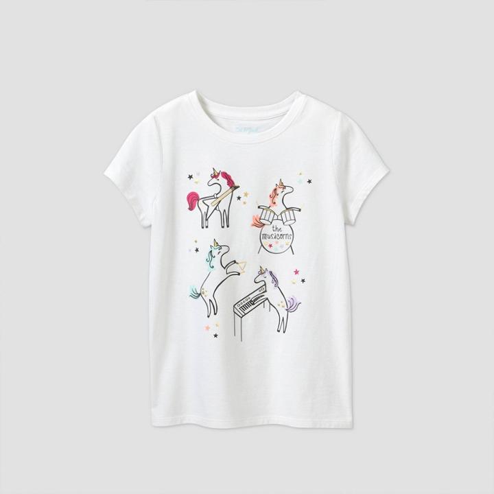 Girls' Short Sleeve Musical Unicorns Graphic T-shirt - Cat & Jack White