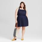 Women's Plus Size Textured Pocket Dress - Universal Thread Navy (blue) X