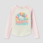 Girls' Hello Kitty Radiate Positivity Raglan Long Sleeve Graphic T-shirt - Pink/off-white