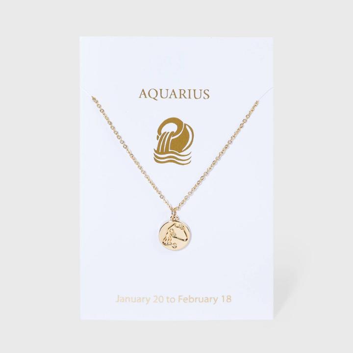 No Brand Aquarius Charm Necklace - Gold