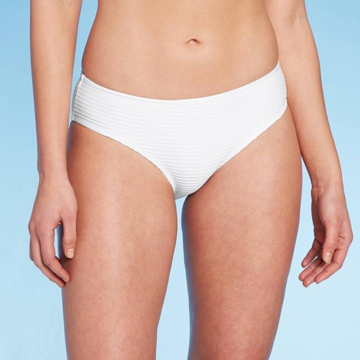 Women's Textured Ribbed Medium Coverage Bottom - Kona Sol White S, Women's,