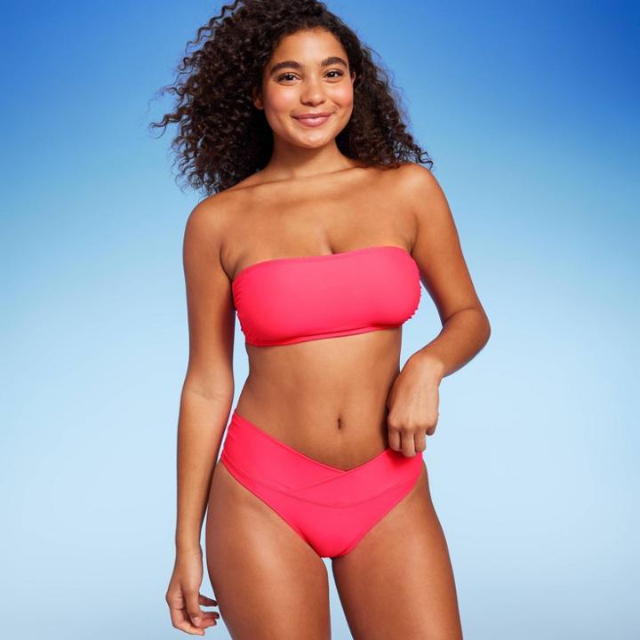 Women's Bandeau Bikini Top - Wild Fable Coral D/dd Cup, Pink