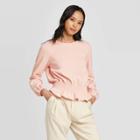 Women's Cowl Neck Smocked Waist Knit Sweatshirt - Who What Wear Peach Xs, Women's, Pink