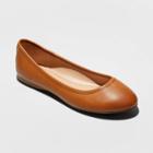 Women's Everly Wide Width Faux Leather Round Toe Ballet Flats - Universal Thread Cognac (red)