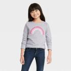 Girls' Valentine's Day 'heart Rainbow' Long Sleeve Graphic T-shirt - Cat & Jack Heather Gray