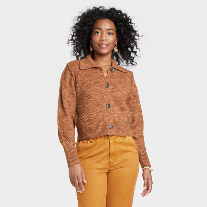 Women's Button-front Cardigan - Universal Thread Dark Red