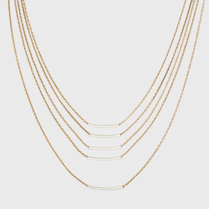 Target Delicate Multi Row With Thick Chain And Tubing Necklace - Universal Thread Gold