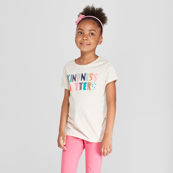Girls' Short Sleeve Kindness Matters Graphic T-shirt - Cat & Jack Ivory