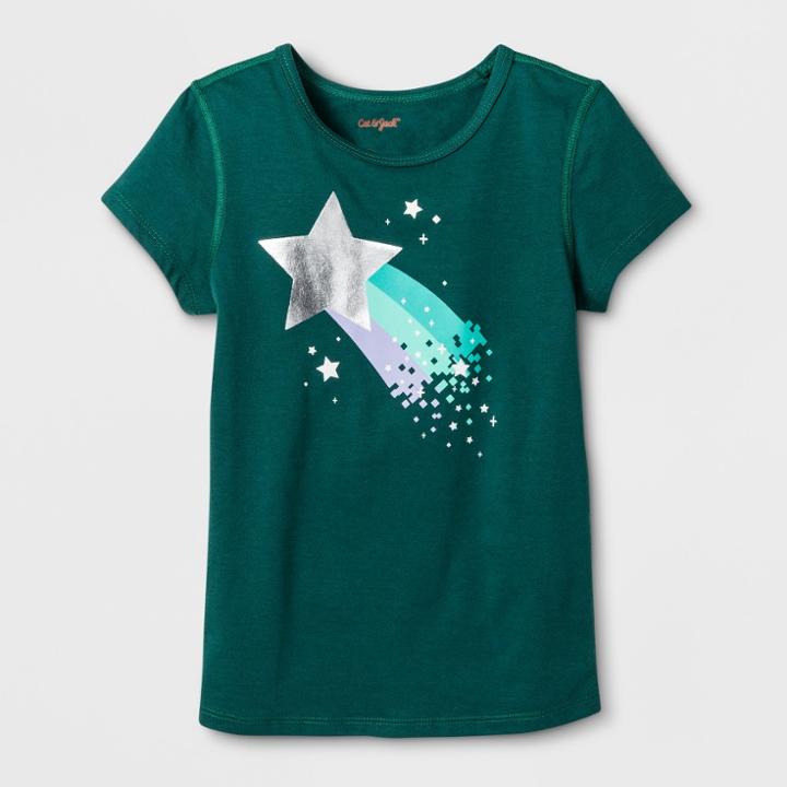 Toddler Girls' Adaptive Short Sleeve Shooting Star Graphic T-shirt - Cat & Jack Green