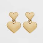 Sugarfix By Baublebar Double Heart Drop Earrings - Gold