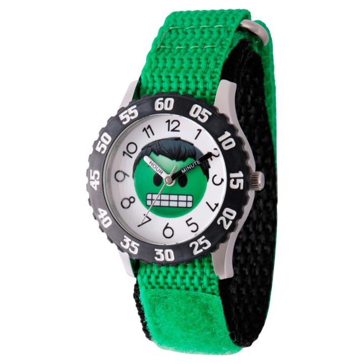 Boys' Marvel Emoji Hulk Stainless Steel Time Teacher Watch - Green,