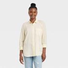 Women's Long Sleeve Boyfriend Fit Linen Button-down Shirt - Universal Thread Yellow