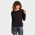 Women's Long Sleeve Ribbed Top With Side-cinch Detail - Joylab Black