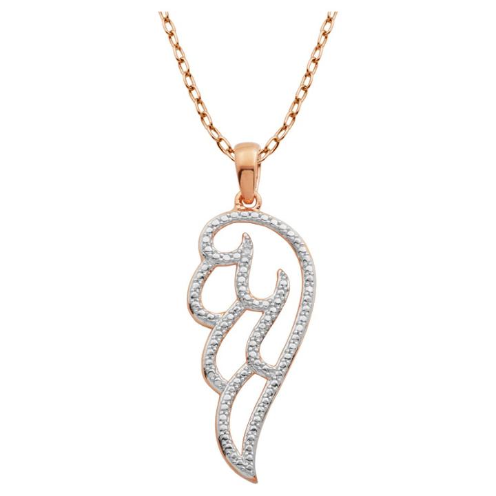 Target 18k Rose Gold Plated And Sterling Silver Diamond Accent Wing Pendant With 18 Chain, Girl's