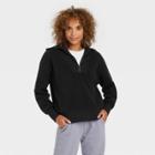 Women's Sherpa Quarter Zip Sweatshirt - A New Day Black