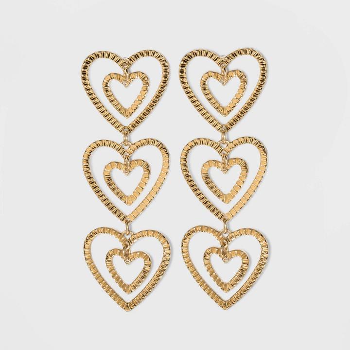 Sugarfix By Baublebar Stacked Gold Heart Drop Earrings - Gold
