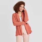 Women's Long Sleeve Chenille Open Layer Sweater Cardigan - A New Day Coral Xs, Women's, Pink