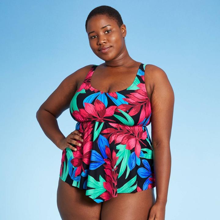 Women's Plus Size Flutter Tankini Top - Sea Angel