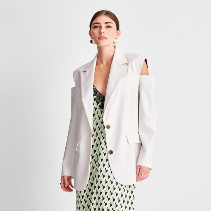 Women's Open Shoulder Oversized Blazer - Future Collective With Kahlana Barfield Brown Cream Xxs